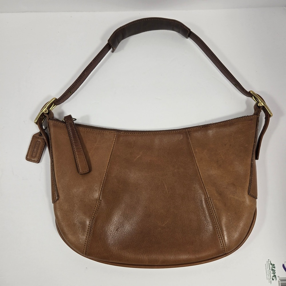 Coach Vintage Brown Leather Hobo Shoulder Bag Panelled Brass Hardware 9541